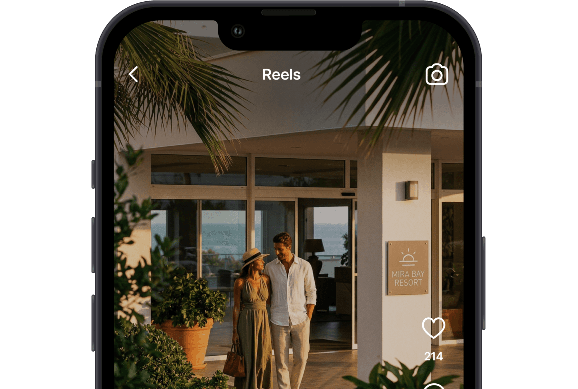 AI hotel video on social media